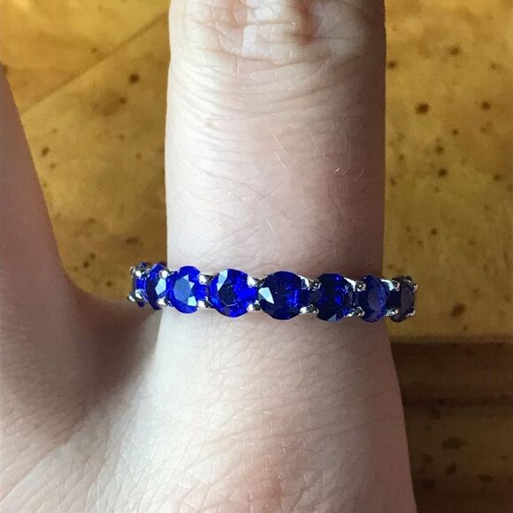 Jewelry - Natural Blue Spinel Sterling Silver Eternity Ring Size 9